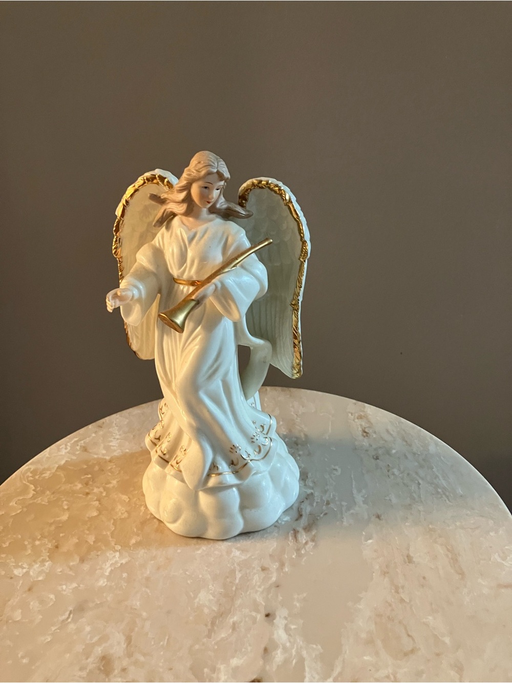 Vintage Lefton Porcelain Angel Figurine with Gold Accents